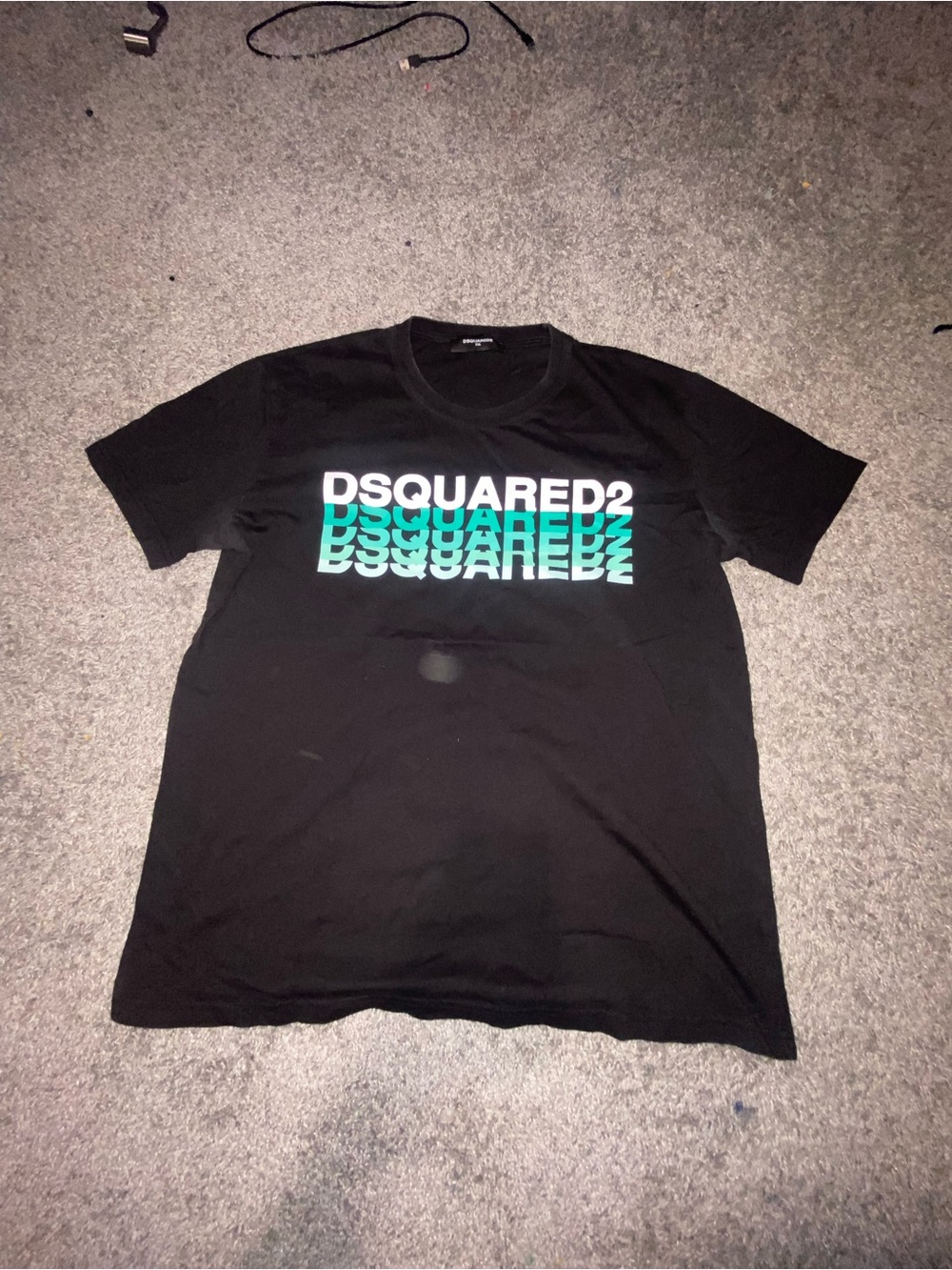 DSQUARED2 Black Tee with White and Teal Logo